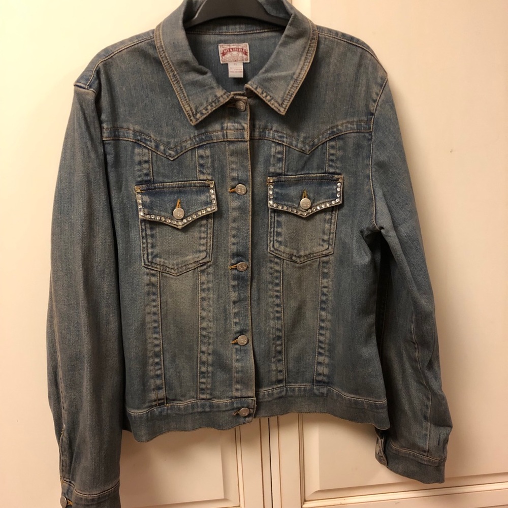 Bit and Bridle Denim Jacket w/ Rhinestones Size XL